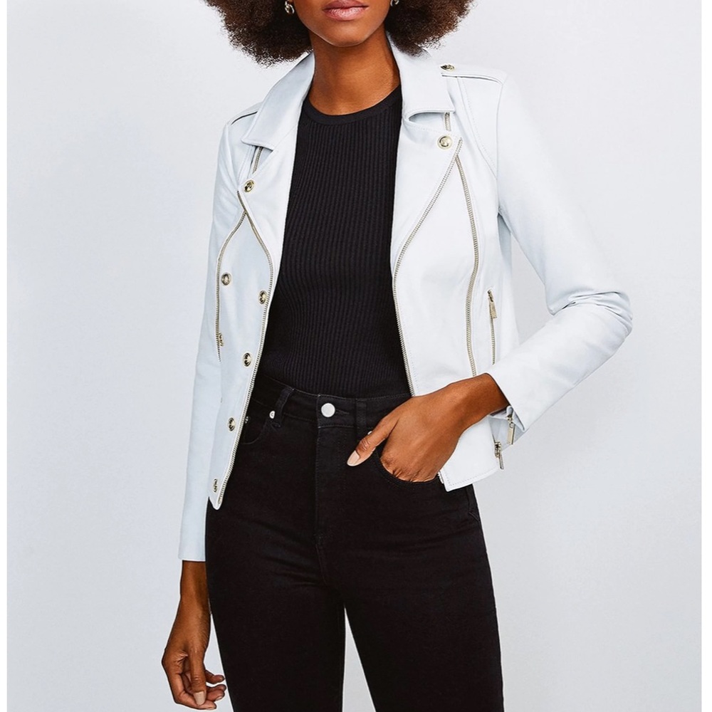 Military Leather Biker Jacket By Academia